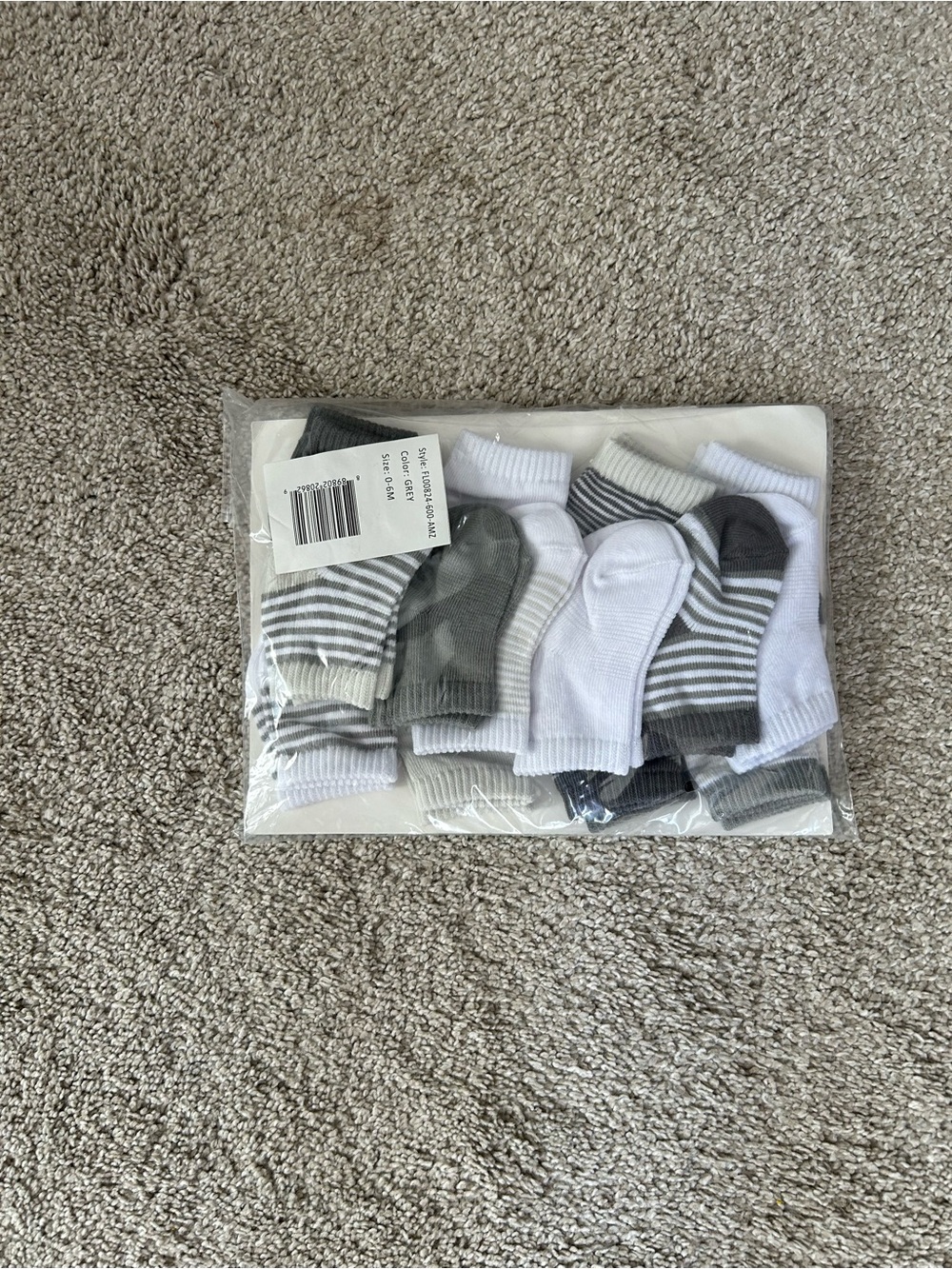 Fruit of the Loom 0-6 Month Gray Sock Packet (14 pairs) NWT